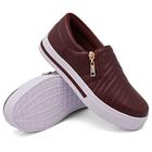 Tenis Slip On Sola Baixa CalceFácil Feminino Com Zíper Lateral Leve e Confortável