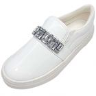 Tênis Slip On Verniz com Pedraria - Branco