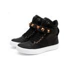 Tenis Sneaker Bawmi Couro Cano Alto Preto Unissex Com Piramide de Metal