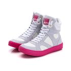 Tenis Sneaker Botinha Cano Alto Unissex Fitness Branco Pink