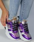 Tênis Sneaker Roxo Com Gliter Feminino - Legut