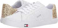 Tênis Tommy Hilfiger Lune branco/dourado para mulheres tamanho 8