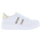 Tênis Vizzano Flatform Branco Listra Strass Feminino 1339.326