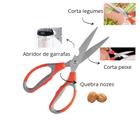 Tesoura De Cozinha Multiuso Peixes Aves Quebra Nozes 21 Cm