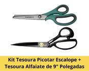 Tesoura de Picotar Escalope Arredondado + Tesoura de Alfaiate 9" Polegadas