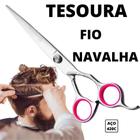 Tesoura Para Barbeiro Profissional Com Fio Navalha Prateada - Daomo