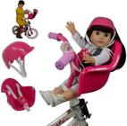The New York Doll Collection Doll Bike Seat Carrier for Baby Dolls &amp American Girl Dolls with Doll Helmet. Sem ferramentas necessárias bicicleta &amp scooters acessórios de assento para bonecas, rosa
