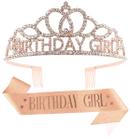 Tiara and Crown Birthday Girl Papoopy A1 em ouro rosa para mulheres