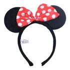 Tiara Com Orelhas Minnie E Laçinho Vermelho Com Pontos Branco