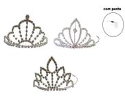 Tiara Coroa com pente strass Princesa Infantil Fantasia