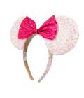 Tiara Laço Pink Orelhas Minnie Com Lantejoulas Rosinha