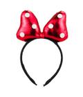 Tiara Laço Fofinho Vermelho Orelhas Minnie Lantejoulas - Crey Stores