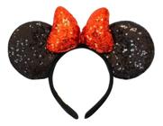 Tiara Laço Vermelho Orelhas Minnie Lantejoulas - Disney