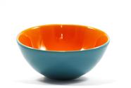 Tigela Bowl 600ml de Capacidade Oxford Bicolor Laranja/Azul Esverdeado Cerâmica Sopa/Cereal/ Mesa Posta - AB37-0117