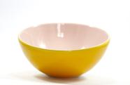 Tigela Bowl 600ml de Capacidade Oxford Bicolor Rosa e Amarelo Cerâmica Sopa/Cereal/ Mesa Posta - AB37-0116