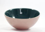 Tigela Bowl 600ml de Capacidade Oxford Bicolor Verde/Rosa Cerâmica Sopa/Cereal/ Mesa Posta - AB37-0115