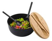 Tigela Bowl Com Tampa De Bambu Saladeira  Multiuso