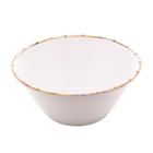 Tigela Bowl De Melamina Branco Com Borda Bambu Para Sobremesas Sorvete 15cm