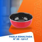 Tigela Bowl Esmaltada Ágata Borda Inox 2 Litros Vermelho - Metallouca