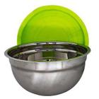 Tigela Bowl Saladeira Inox 20cm com Tampa Verde - Yins Home