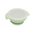 Tigela de Silicone Infantil com Tampa e Base de Sucção Verde Oxford
