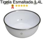 Tigela Esmaltada 1,4 Litros Branca esmalte Retro com Borda Aluminio - Metallouça