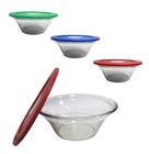 Tigela saladeira de vidro conica bowl veneza com tampa de plastico colors 26cm de ø - VITAZZA