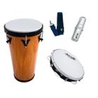 Timba 11 Polegadas + Ganzá + Pandeiro 10 Polegadas + Correia Kit Samba