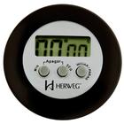 Timer Herweg Digital Preto Redondo 3308 034 Alarme e Imã Traseiro