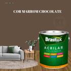 Tinta De Parede Brasilux Acrilar Cor Marrom Fosca Lavável Antimofo Premium 3,2L Cor Marrom Chocolate/Cor Pedra Esculpida.