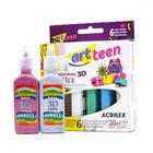 Tinta Dimensional Glitter Art Teen - 6 cores - Acrilex