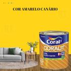 Tinta Esmalte Sintético Base Água Cor Amarelo 800ml Coral Coralit Total Zero Brilhante p/Madeiras e Metais e Pintura em Artesanato de MDF.