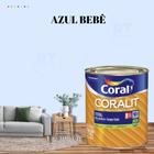 Tinta Esmalte Sintético Base Água Cor Azul 800ml Coral Coralit Total Zero Brilhante p/Madeiras e Metais e Pintura em Artesanato de MDF.