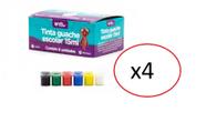 Tinta Guache Escolar 15 Ml 6 Unidades Lavável- 24un