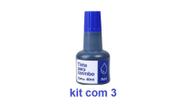 Tinta para Carimbo Azul 40 ml kit com 3 Go Office total 120 ml