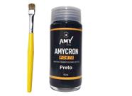 Tinta Para Couro Preto +Pincel De Pintura Amy 100Ml