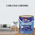 Tinta Para Parede Acrílica Coral Renova Cor Cinza 3,2l Lavável Premium Antimofo Cor Cinza Elefante/ Cor Cinza Véu.