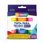 Tinta para Tecido Neon Acrilex - Caixa com 6 frascos de 15ml ref. 04006