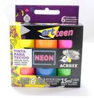 Tinta Para Tecido Neon Conjunto 6 Cores 15ml Cada Art Teen Acrilex