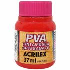 Tinta PVA Acrilex Fosca 37ml - 507 Vermelho Fogo Embalagem com 12 Unidades