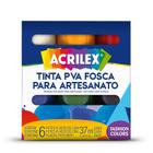 Tinta pva fosca acrilex caixa 6 potes 37 ml cada