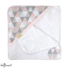 Toalha banho infantil com capuz Triângulo rosa Brubrelel