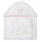 Toalha Bordada com Capuz para Bebê 100 Algodão - Realeza Rosa - Laura Baby