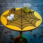 Toalha Centro de Mesa Halloween Teia de Aranha Preto 51 cm Kit com 4 Peças