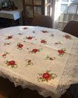 Toalha Centro De Mesa Quadrada Bordado Com Renda De Guirpir