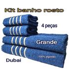 Toalha de Banho azul e bege 4 Peças - Casa e Conforto rosot banho grande - DUBAI