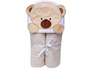 Toalha de Banho Bebê com Capuz Bordada - 100% Algodão Bege Papi Toys Urso