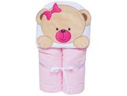 Toalha de Banho Bebê com Capuz Bordada - 100% Algodão Rosa Papi Toys Urso