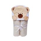 Toalha de Bebe Bichinhos Com Forro de Fralda  C/ Capuz Bordado 90x70cm