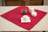 Toalha de Chá/Cobre Mancha Quadrada em Tecido Jacquard 0,70x0,70 - Vermelho